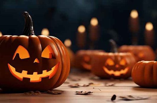 Halloween background group of spooky pumpkin halloween design 3d illustration